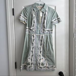 Tory Burch Short sleeve collared shirt garden dress. Size 6.
